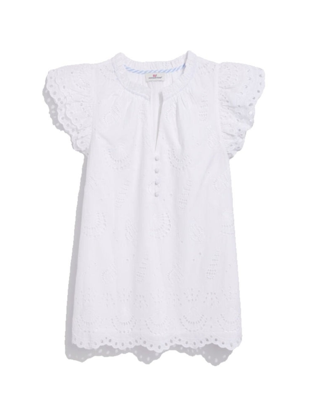 Vineyard Vines 100% Cotton White Eyelet Flutter Sleeve Top Size L - Picture 3 of 12